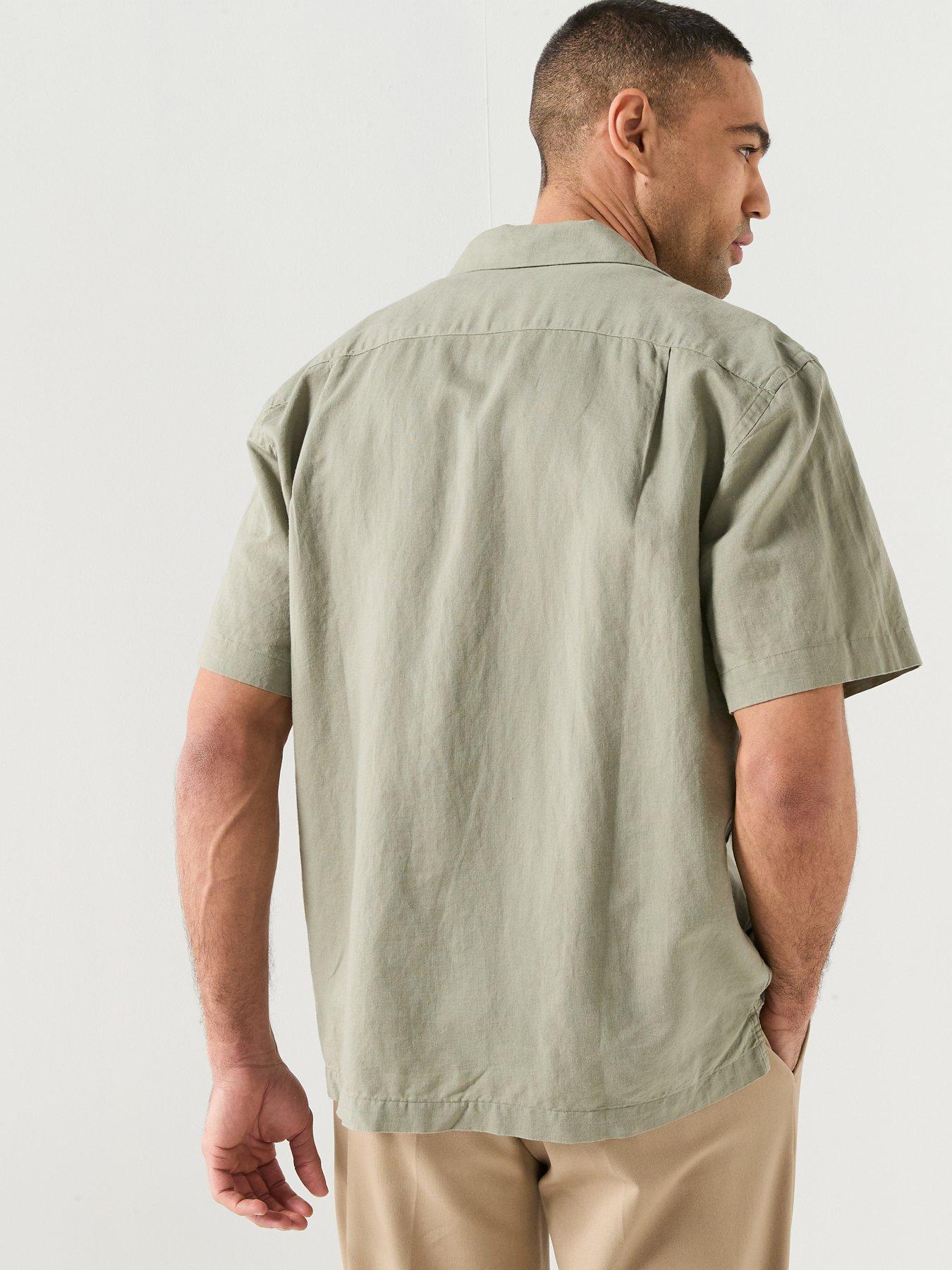selected-selected-clay-short-sleeve-linen-blend-shirtstillFront