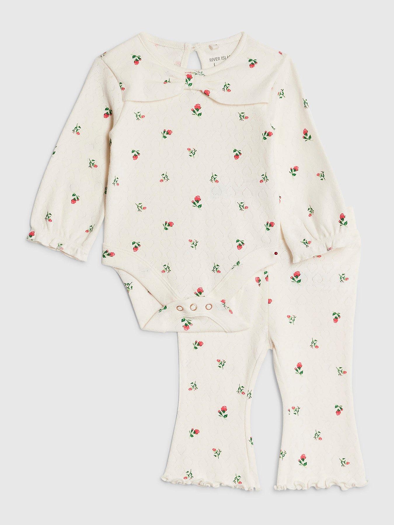 River Island Baby Girls Floral Bodysuit Set - Cream