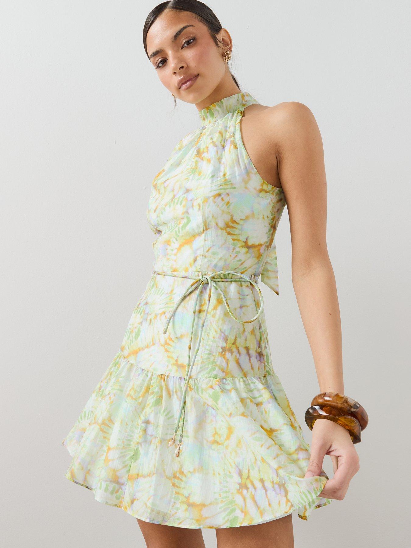 The Very Collection High Neck Belted Printed Mini Dress - Print