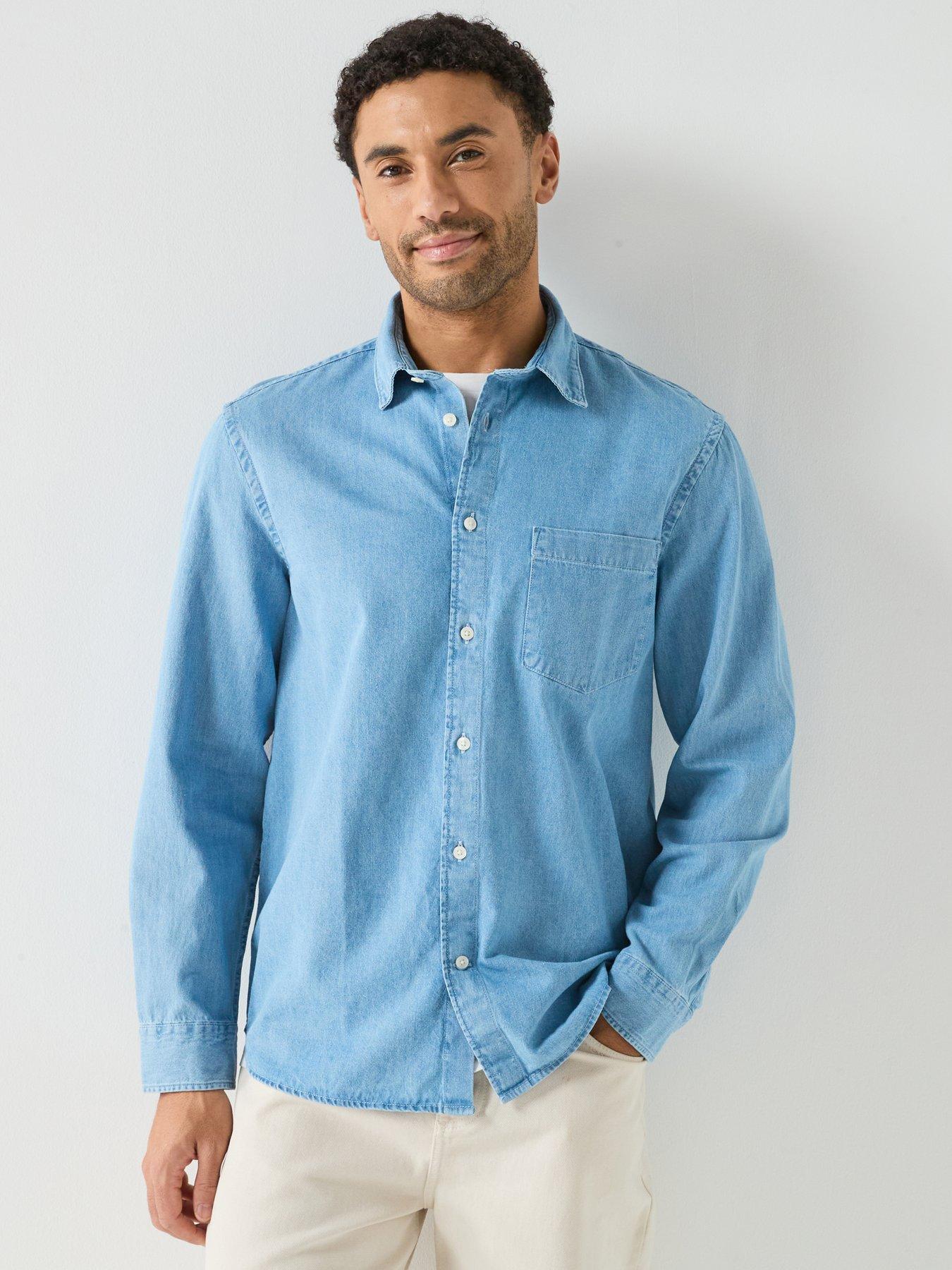 Image 1 of 6 of Selected Selected Carlo Lond Sleeve Denim Shirt