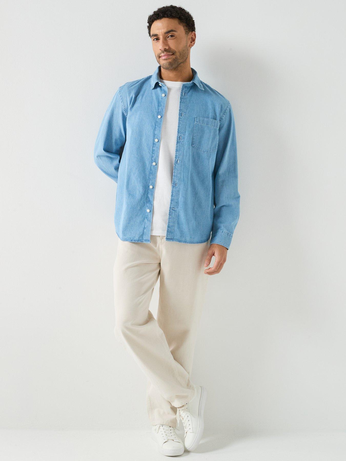 Image 3 of 6 of Selected Selected Carlo Lond Sleeve Denim Shirt