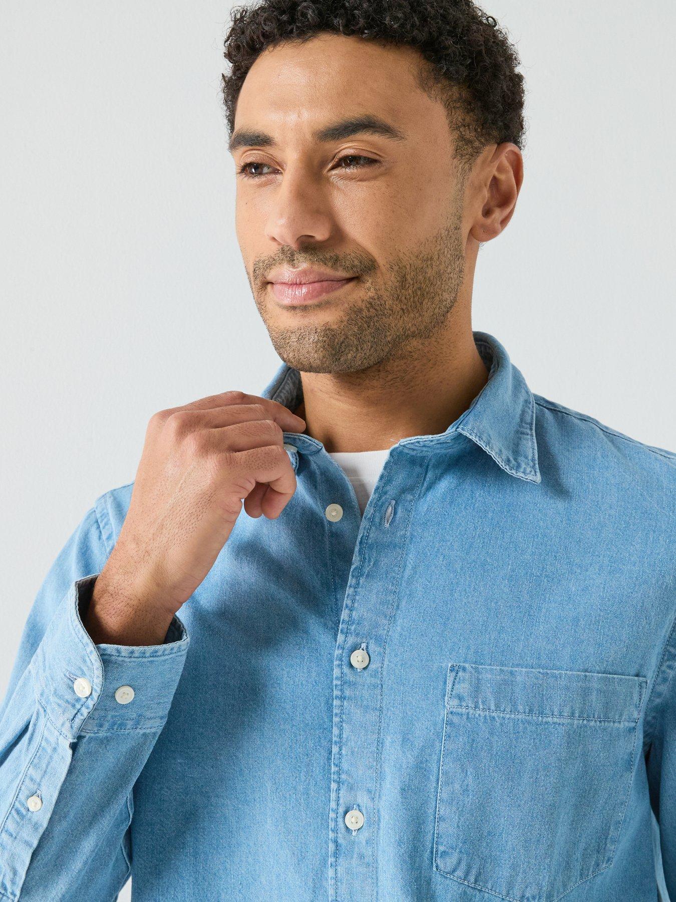 Image 4 of 6 of Selected Selected Carlo Lond Sleeve Denim Shirt