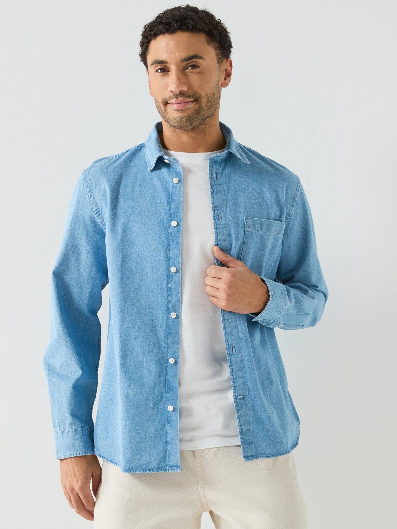 Image 5 of 6 of Selected Selected Carlo Lond Sleeve Denim Shirt