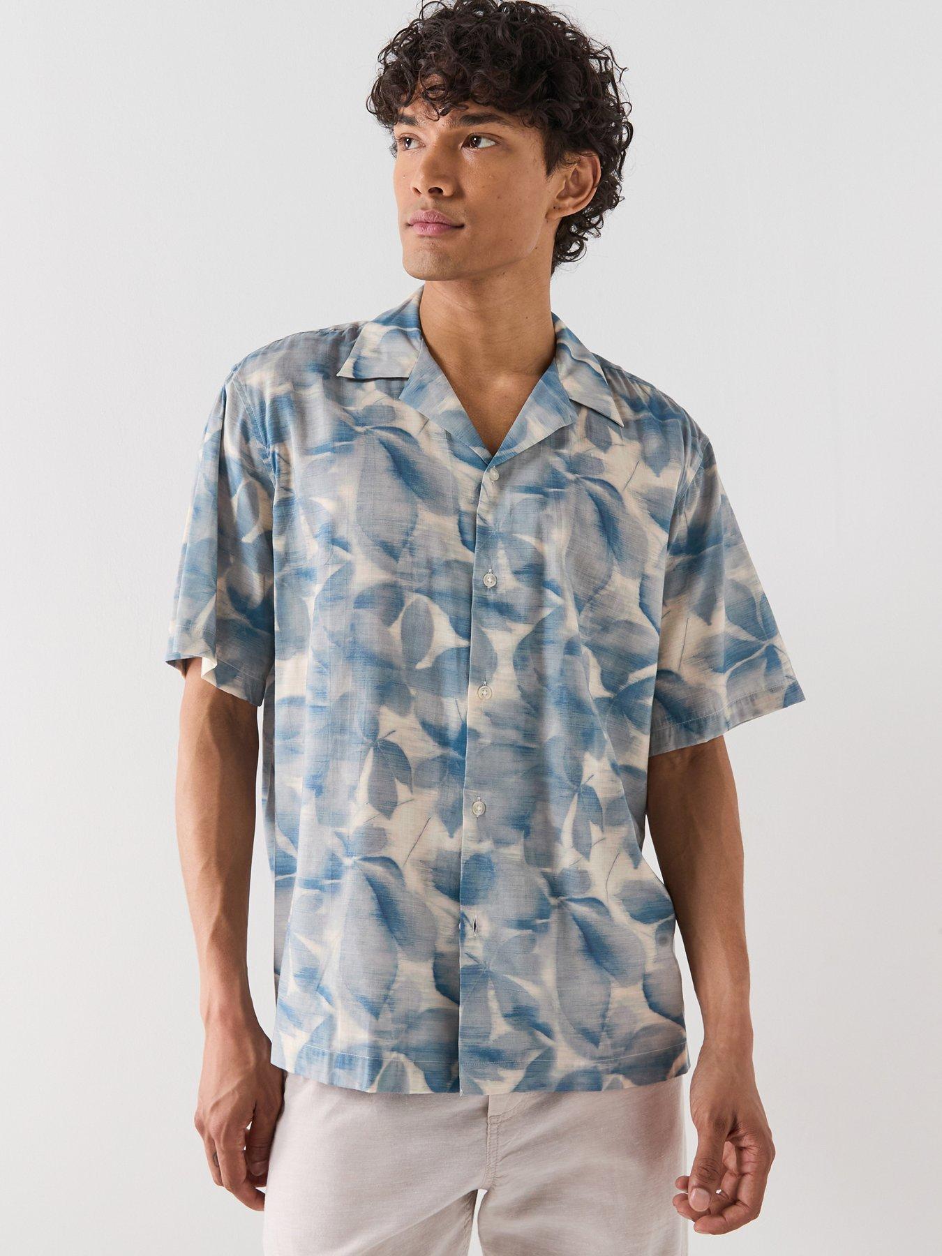 selected-air-mix-short-sleeve-shirt-bluefront