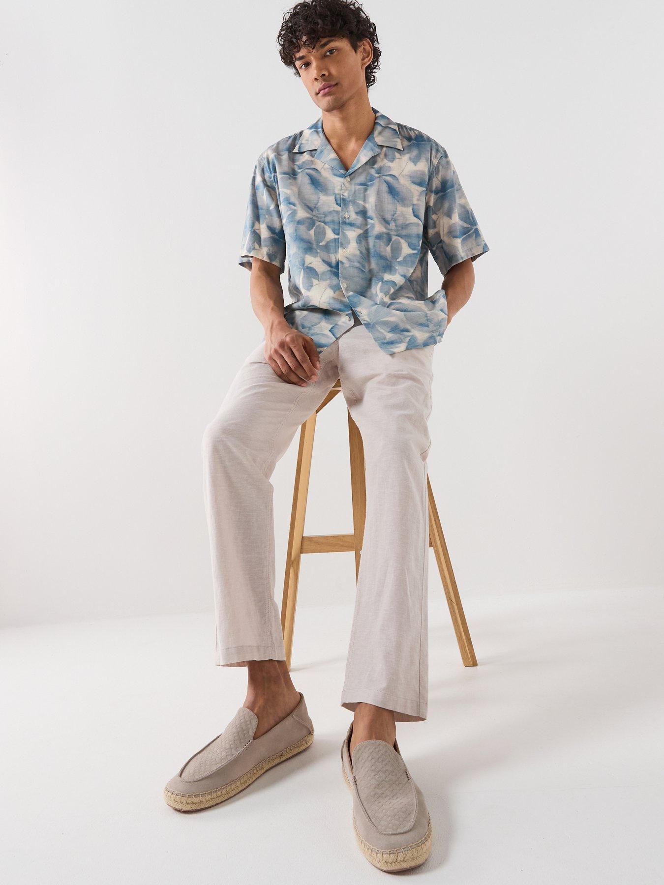 selected-air-mix-short-sleeve-shirt-blueoutfit