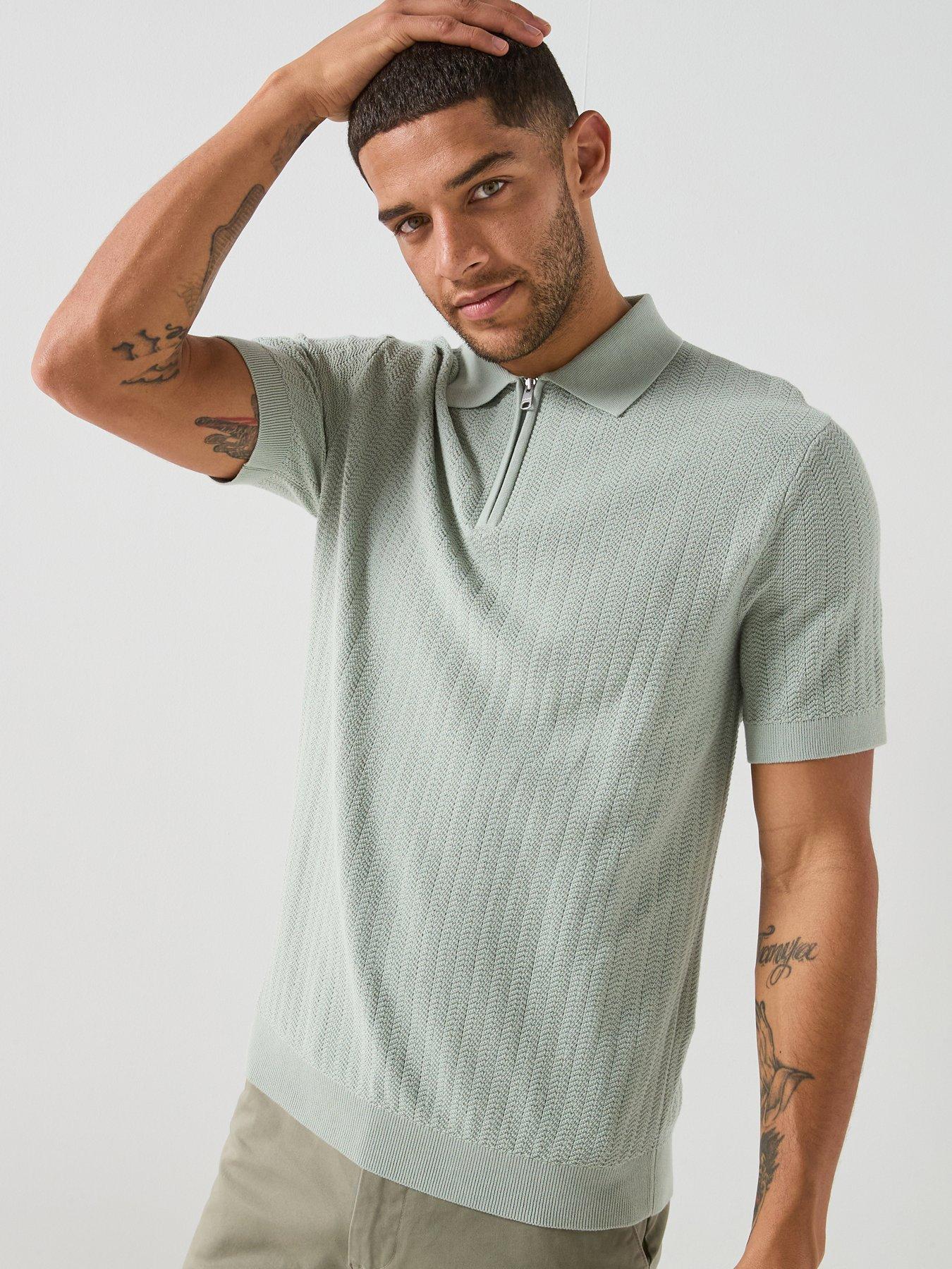 Selected Selected Cran Short Sleeve Knitted Zip Polo Shirt