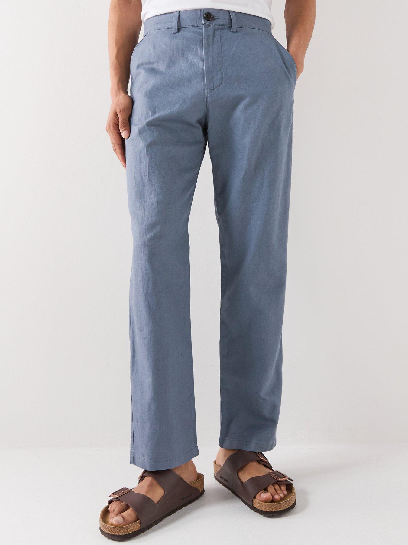 Selected Miles Straight Fit Linen Blend Trousers - Blue