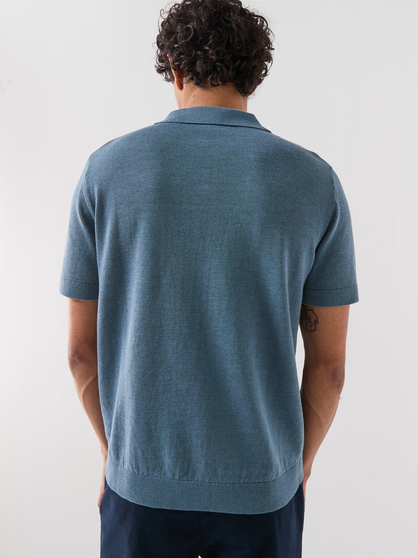 Image 2 of 5 of Selected Selected Mattis Linen Blend Open Collar Polo Shirt