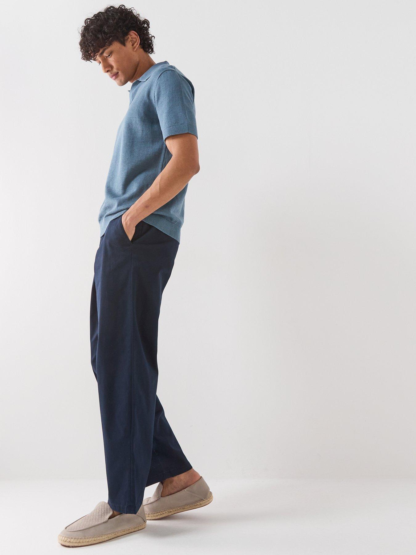selected-mattis-linen-blend-open-collar-polo-shirt-bluedetail