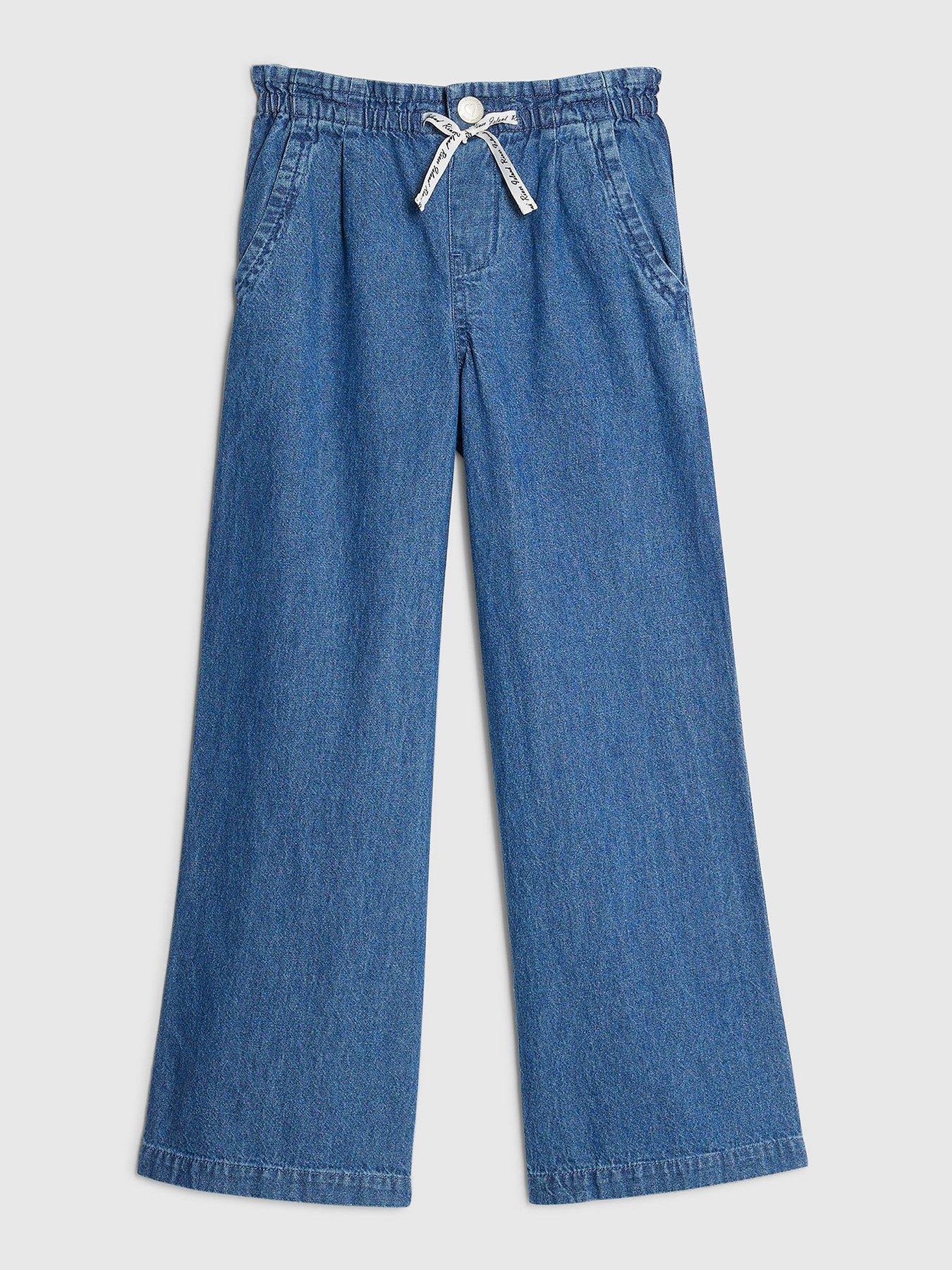 River Island Older Girls Wide Leg Pull On Jeans - Blue