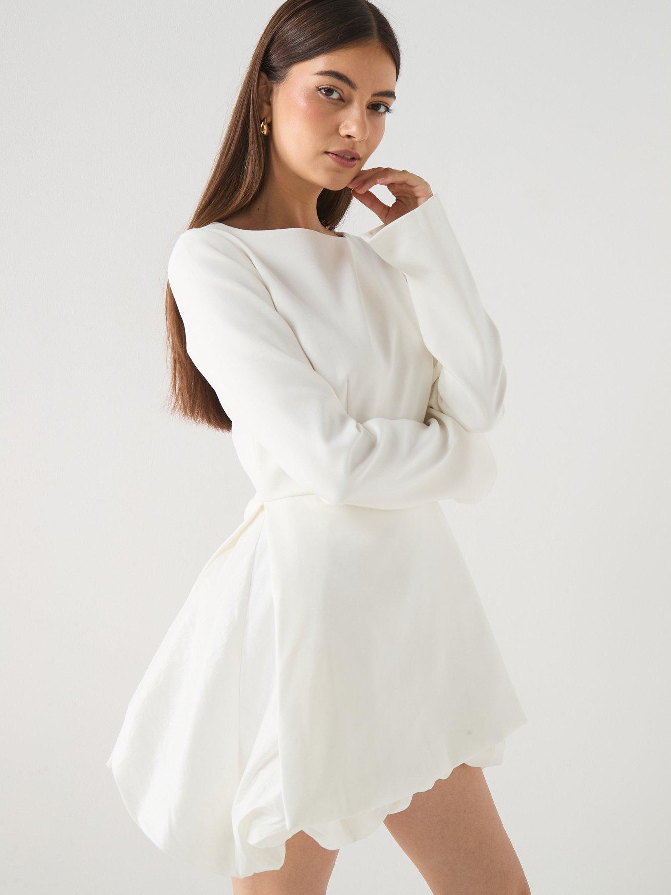 six-stories-puff-hem-mini-dress-soft-whitefront