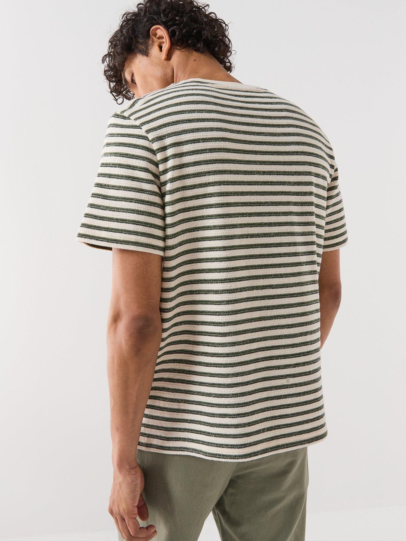 Image 2 of 5 of Selected Kevin Stripe Short Sleeve T-Shirt - White