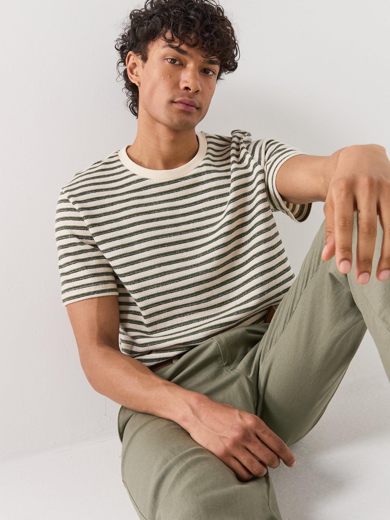 Image 4 of 5 of Selected Kevin Stripe Short Sleeve T-Shirt - White