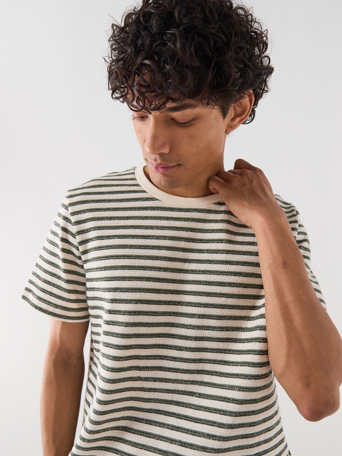 Image 5 of 5 of Selected Kevin Stripe Short Sleeve T-Shirt - White