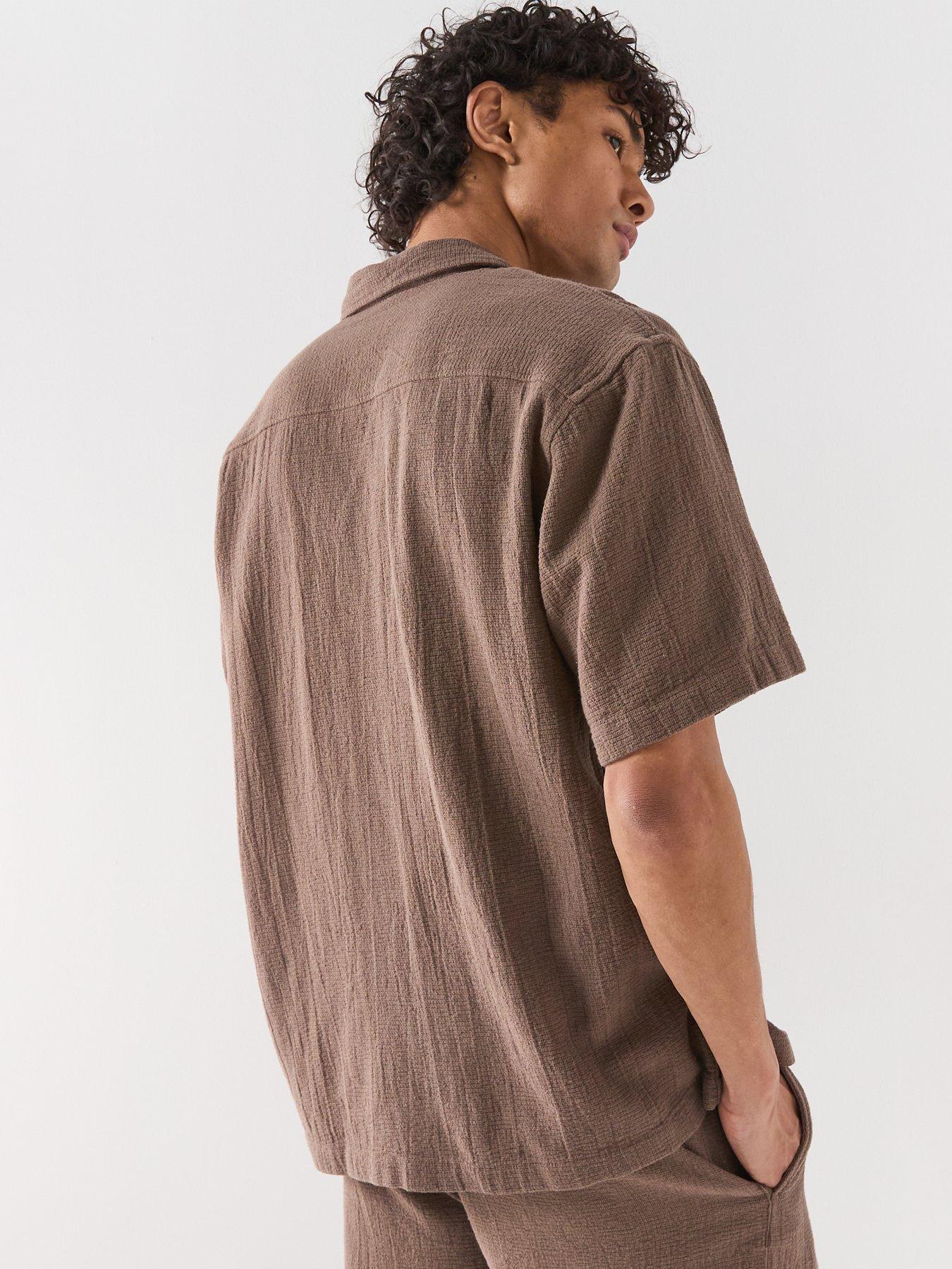selected-cal-short-sleeve-resort-shirt-chocolate-chipstillFront
