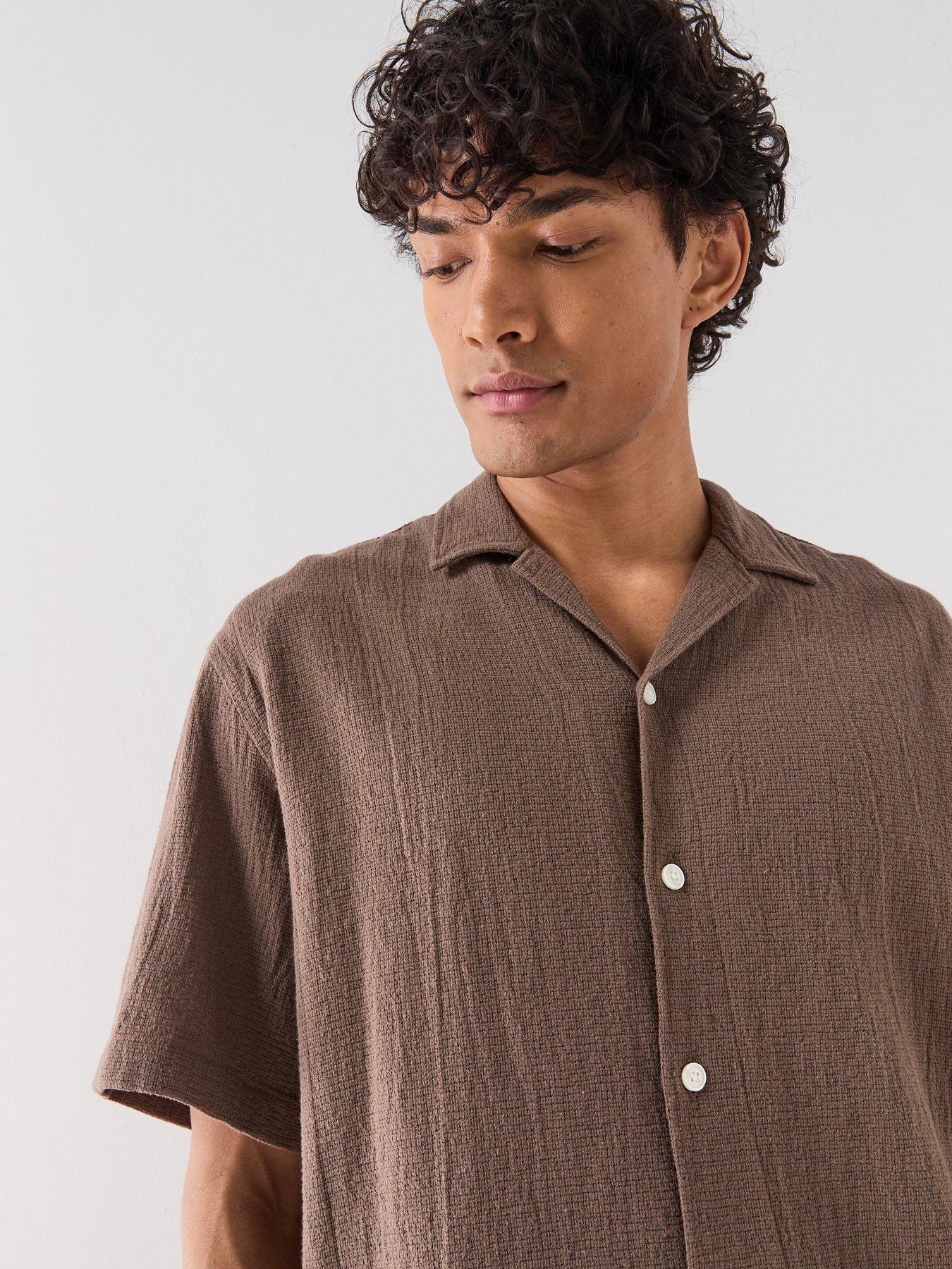 selected-cal-short-sleeve-resort-shirt-chocolate-chipoutfit