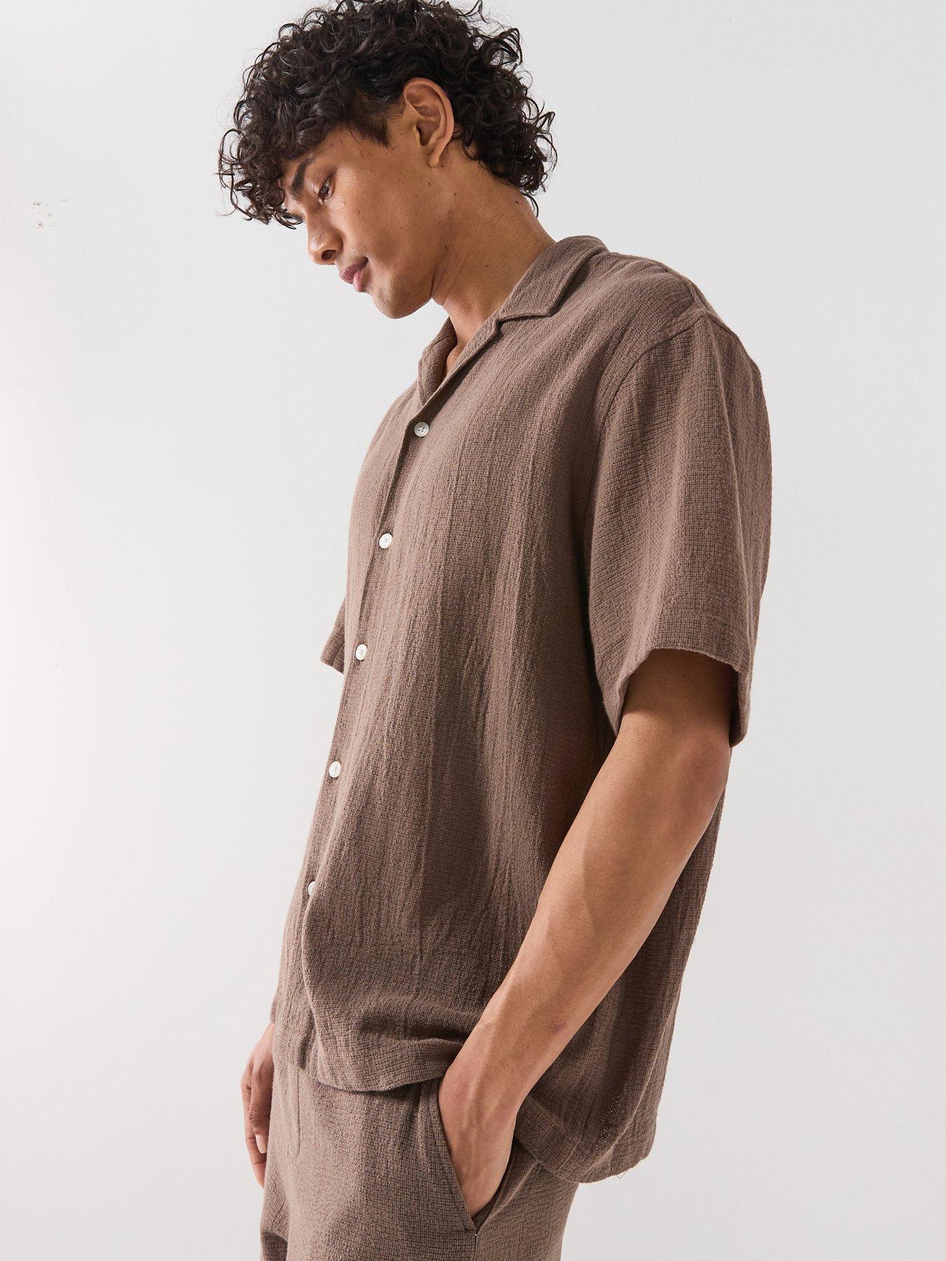 selected-cal-short-sleeve-resort-shirt-chocolate-chipdetail