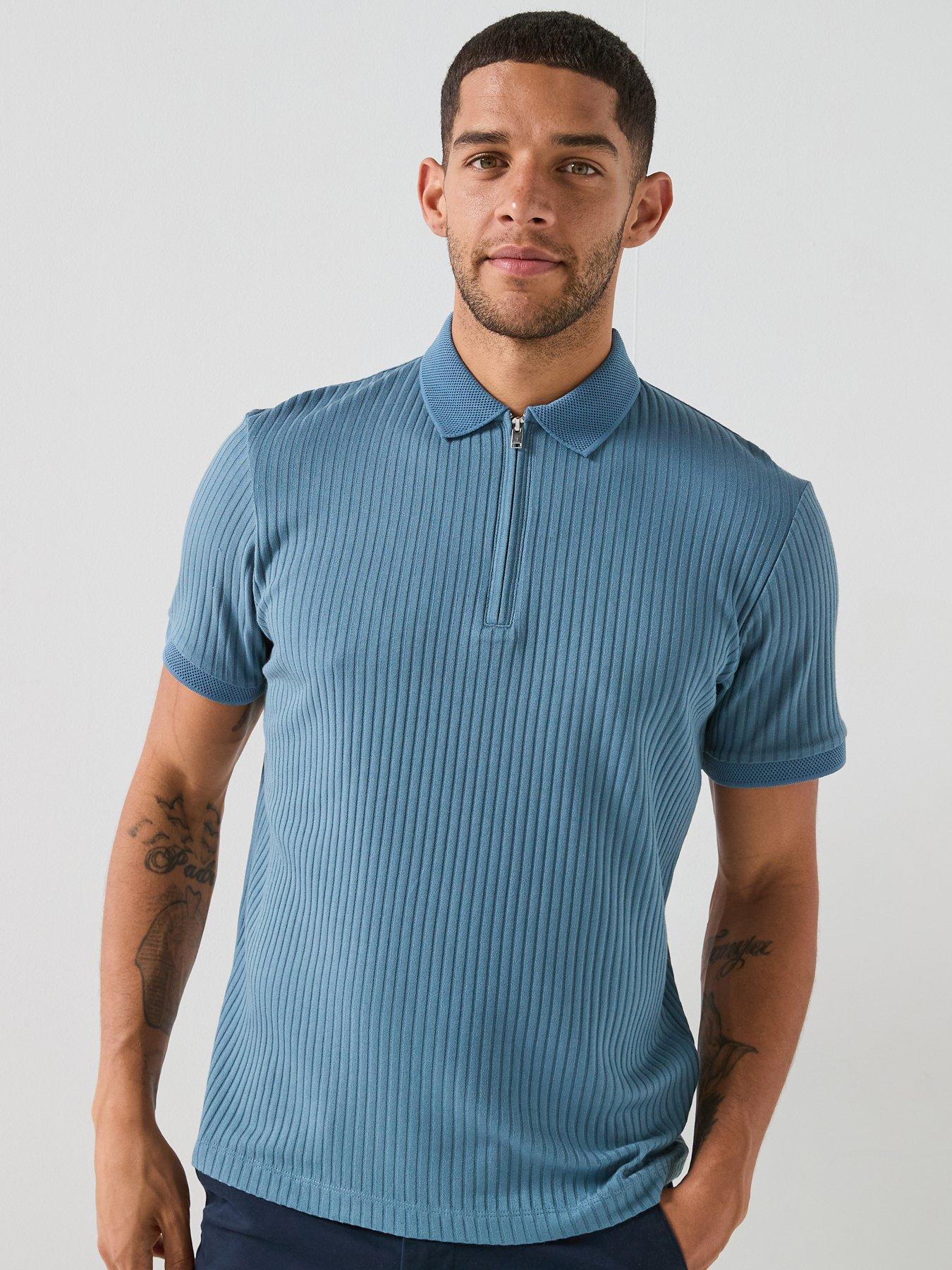 Image 1 of 4 of Selected Selected Fave Zip Short Sleeve Polo Shirt