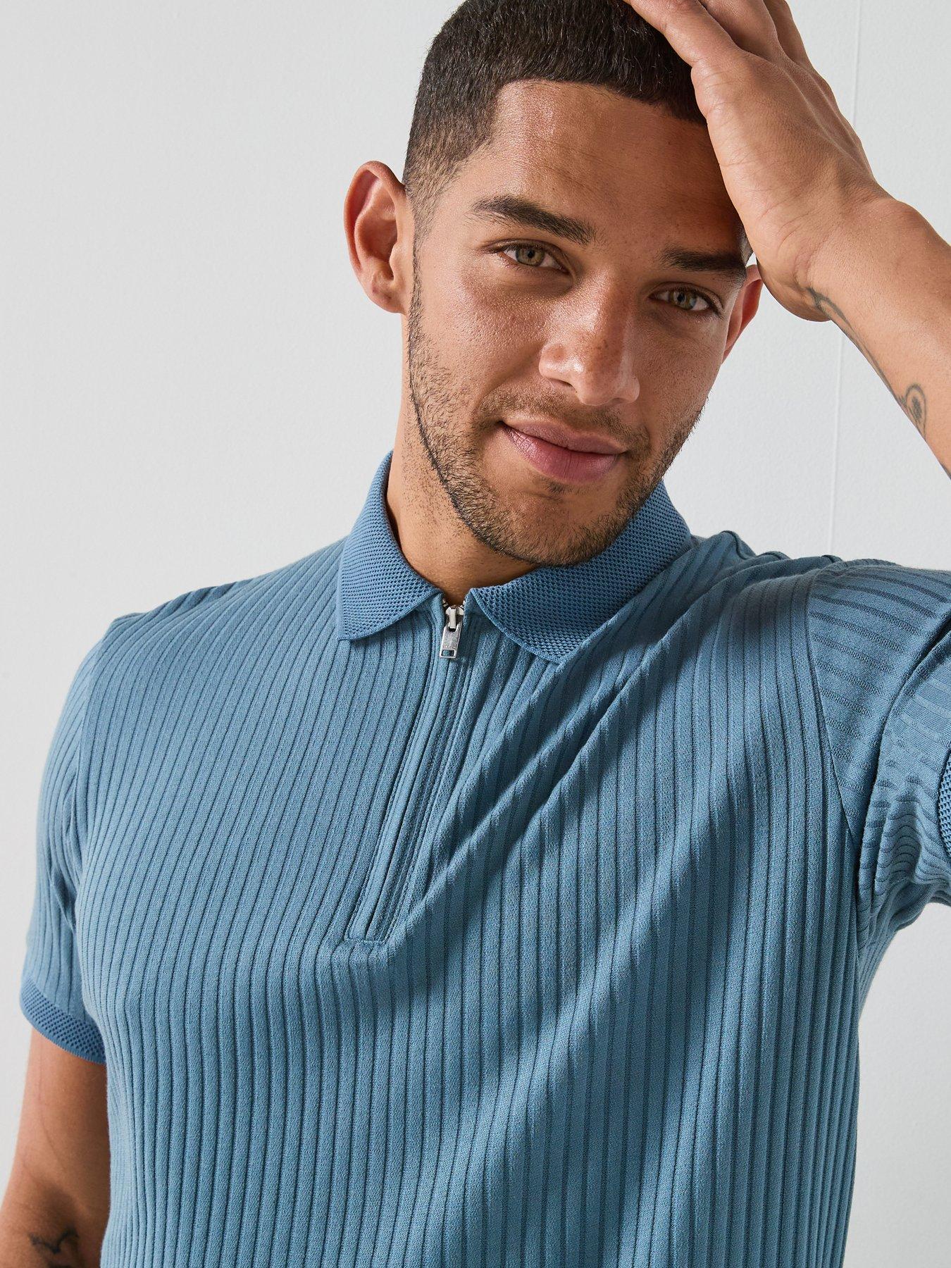 Image 4 of 4 of Selected Selected Fave Zip Short Sleeve Polo Shirt