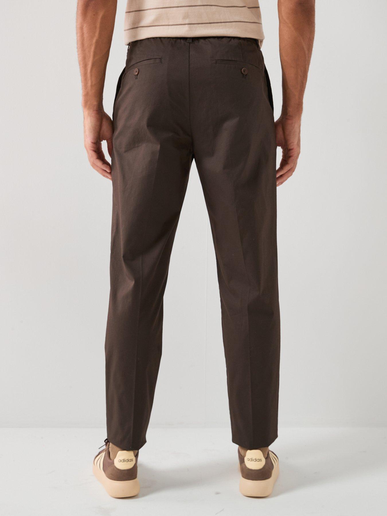 selected-leroy-regular-fit-pleat-trousers-brownstillFront