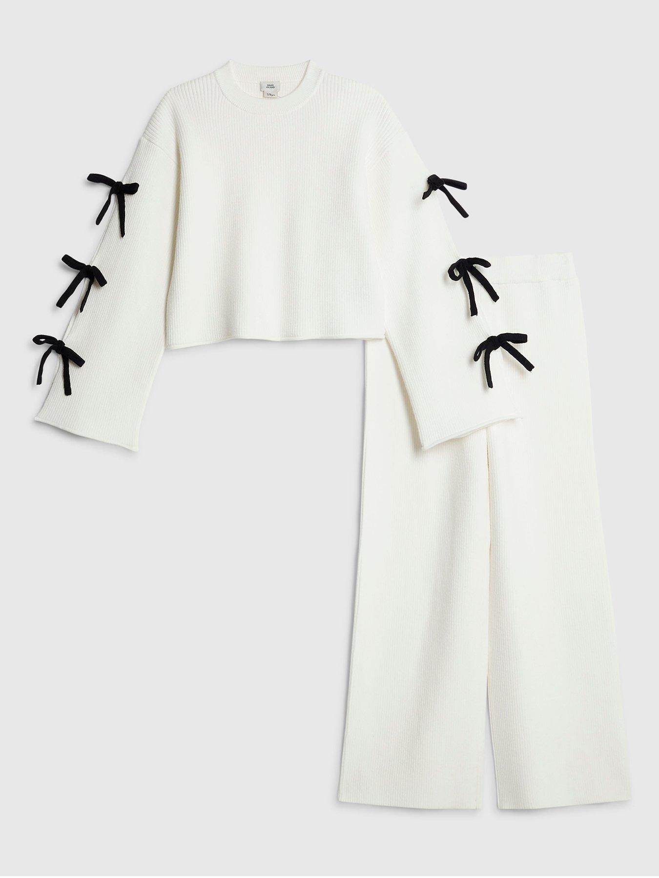 river-island-older-girls-cut-out-bow-jumper-set-cream