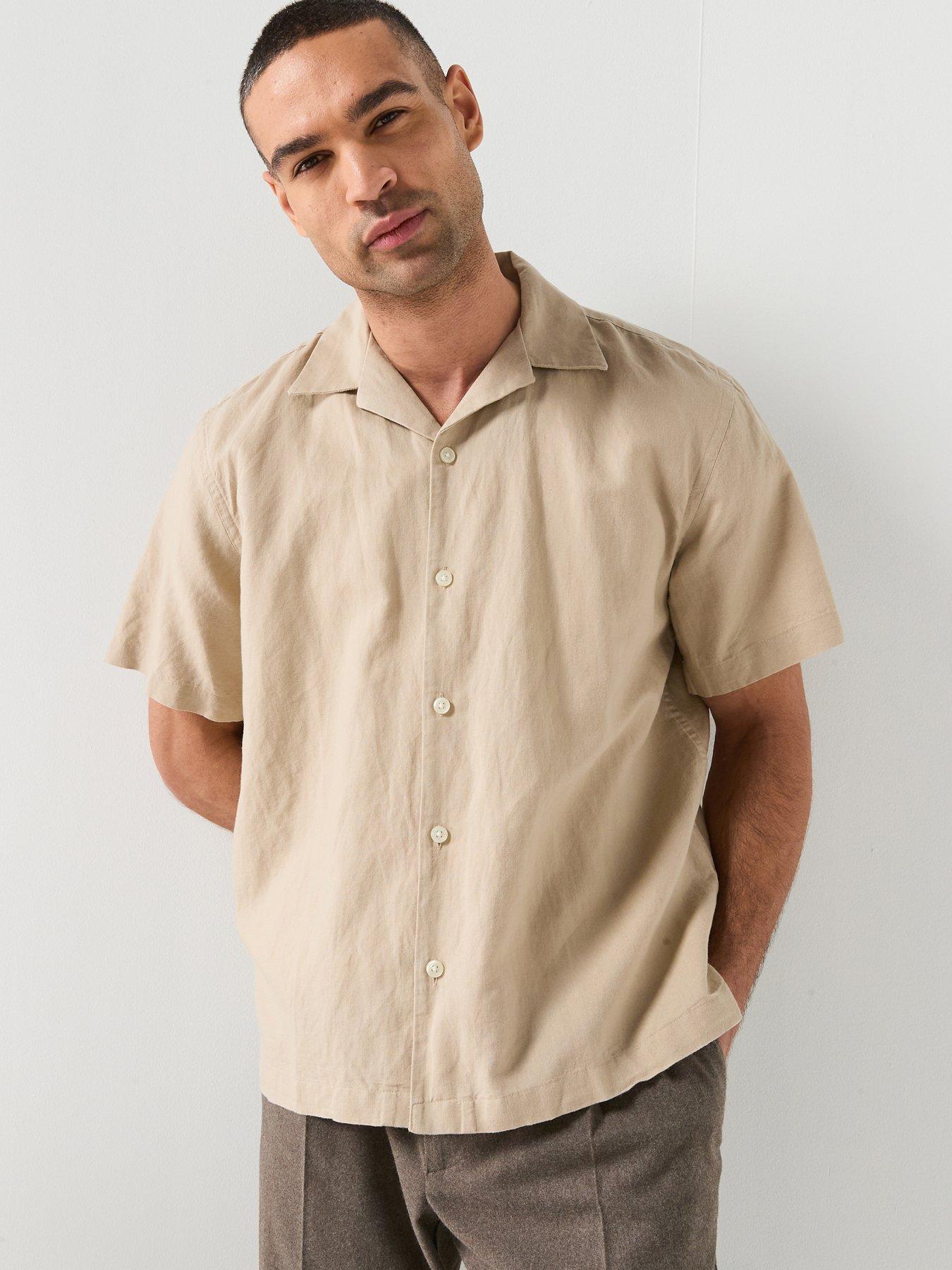 Selected Selected Clay Short Sleeve Linen Blend Shirt - Brown