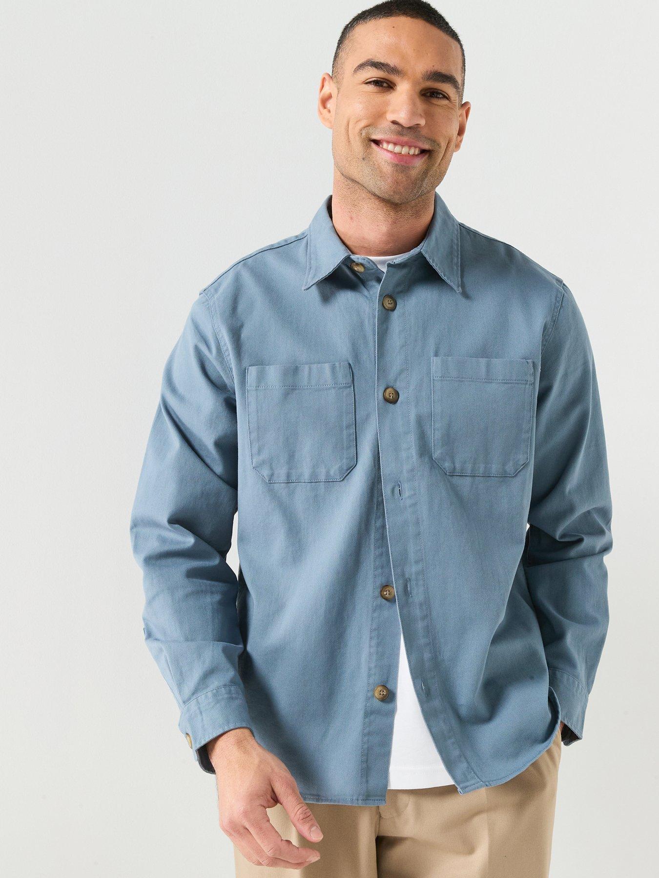 Image 1 of 6 of Selected Homme Travis Twill Overshirt - Blue