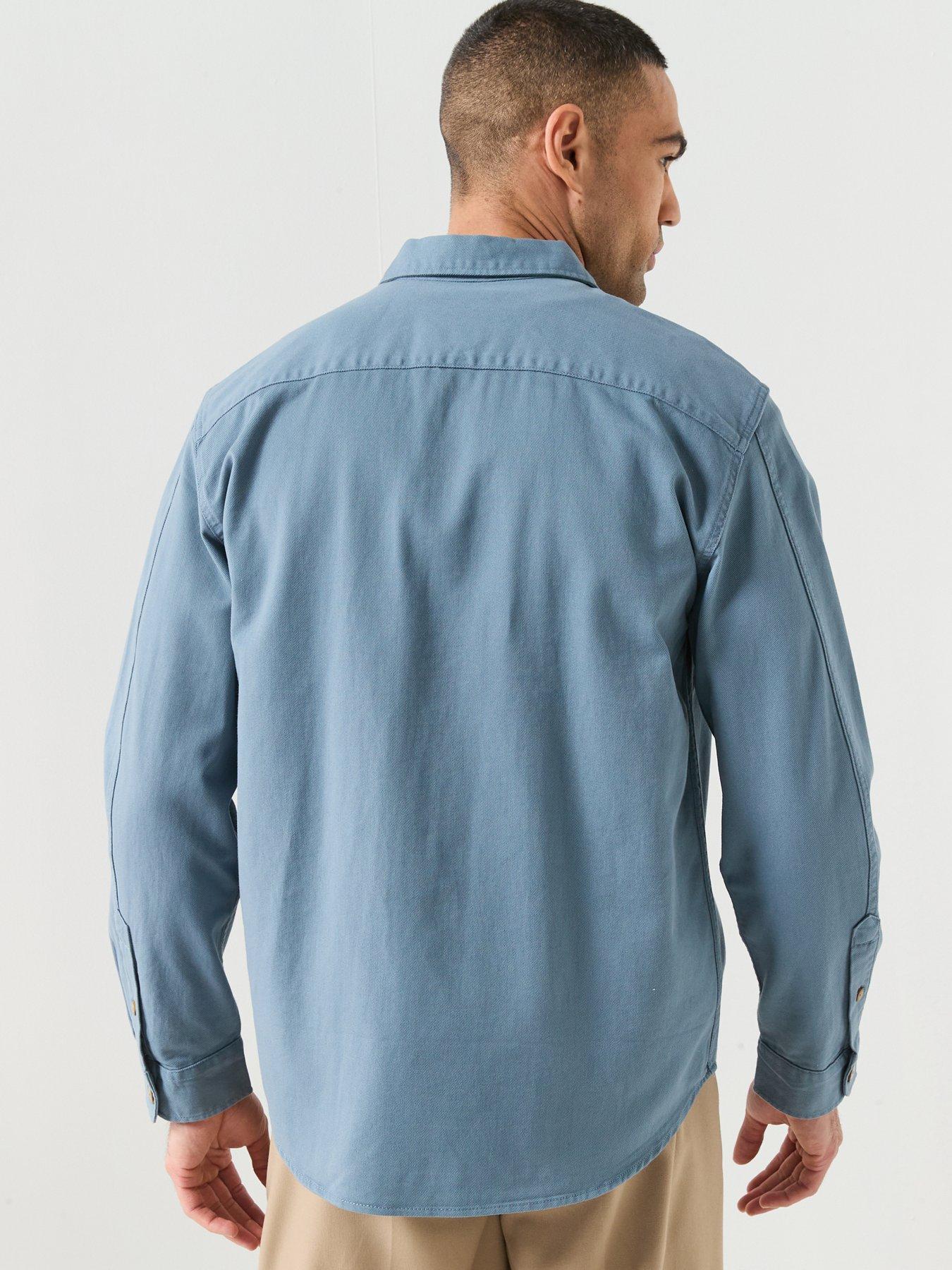 selected-travis-twill-overshirt-bluestillFront