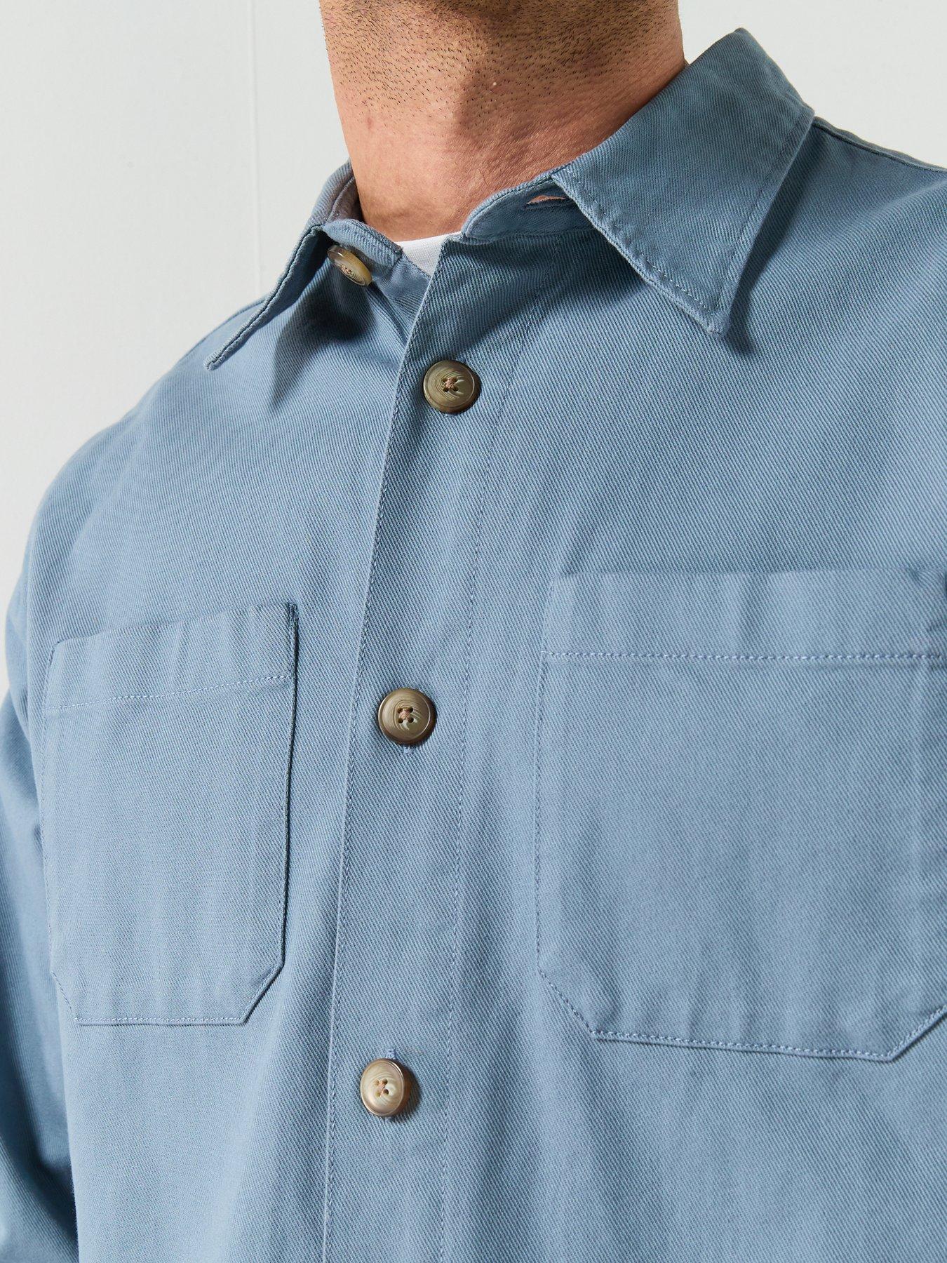 Image 5 of 6 of Selected Homme Travis Twill Overshirt - Blue