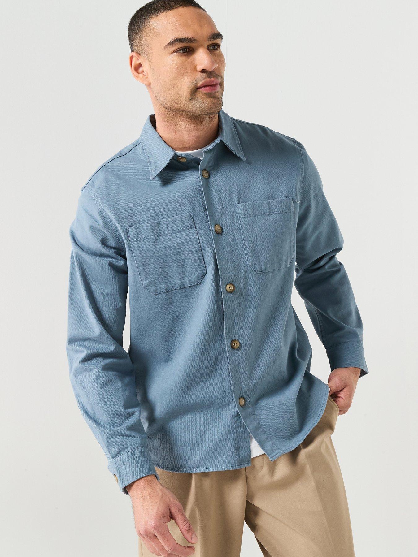 Image 6 of 6 of Selected Homme Travis Twill Overshirt - Blue