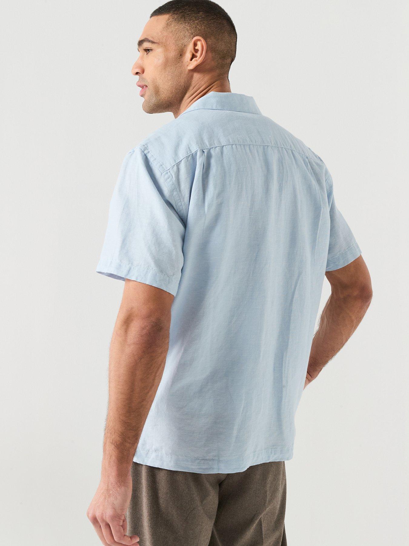 selected-selected-clay-short-sleeve-linen-blend-stripe-shirtstillFront