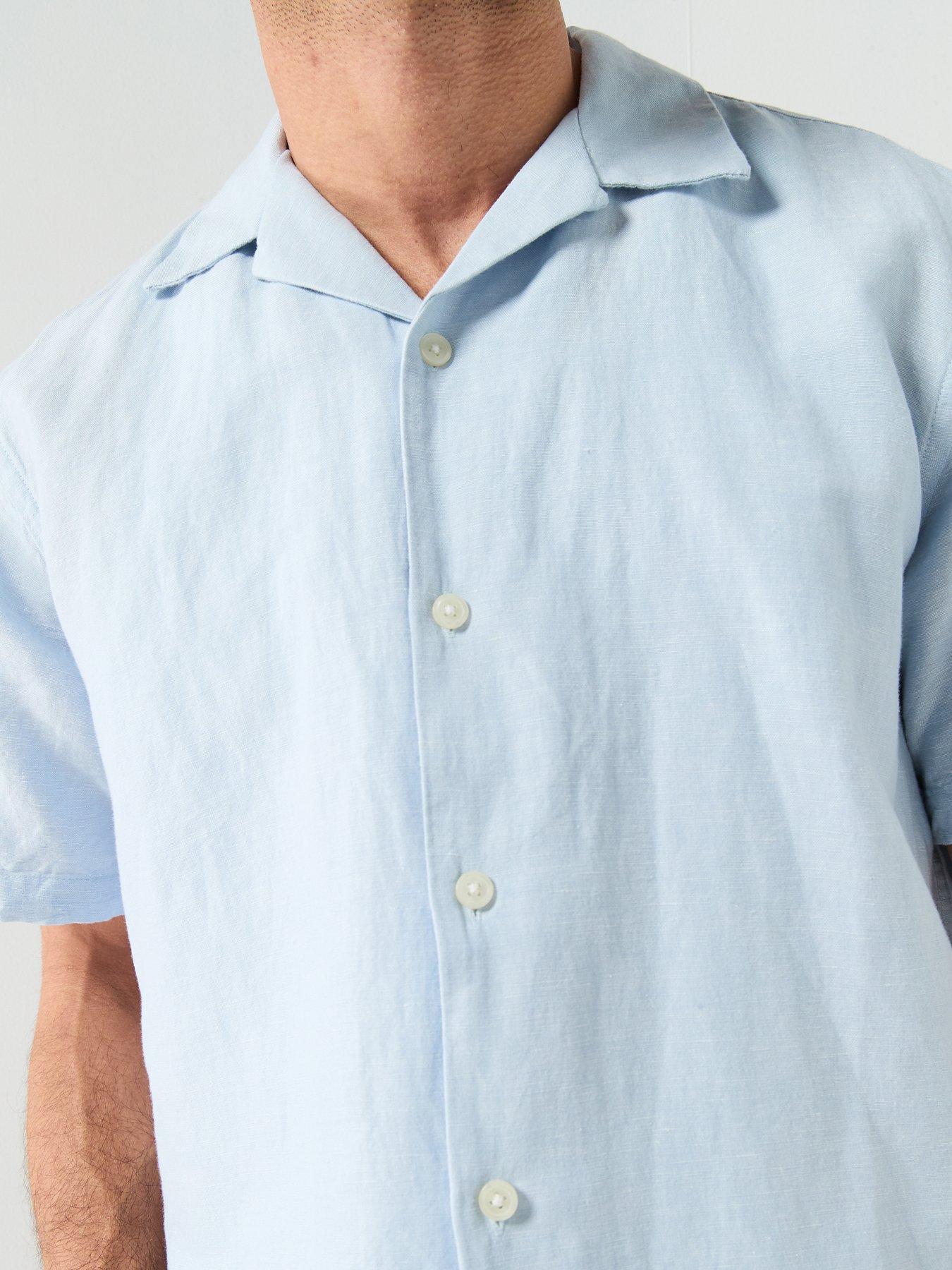 selected-selected-clay-short-sleeve-linen-blend-stripe-shirtoutfit