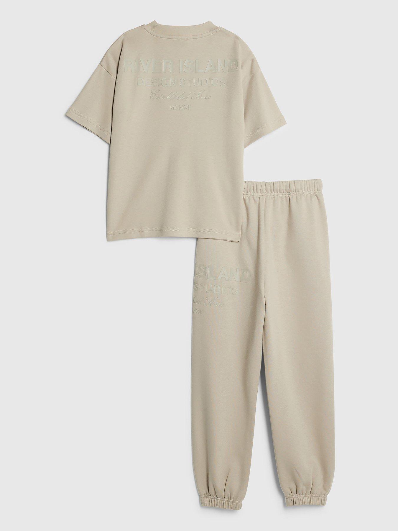 Image 2 of 7 of River Island Older Boys Design Studios T-Shirt Set - Cream