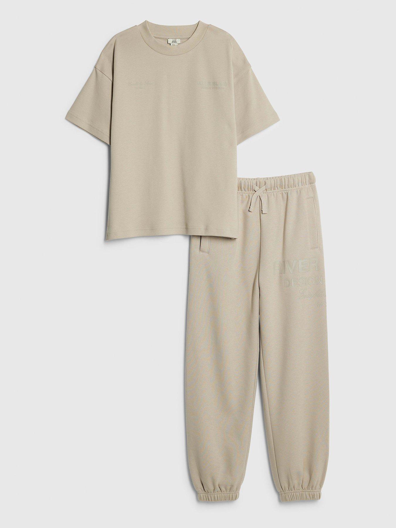 Image 3 of 7 of River Island Older Boys Design Studios T-Shirt Set - Cream