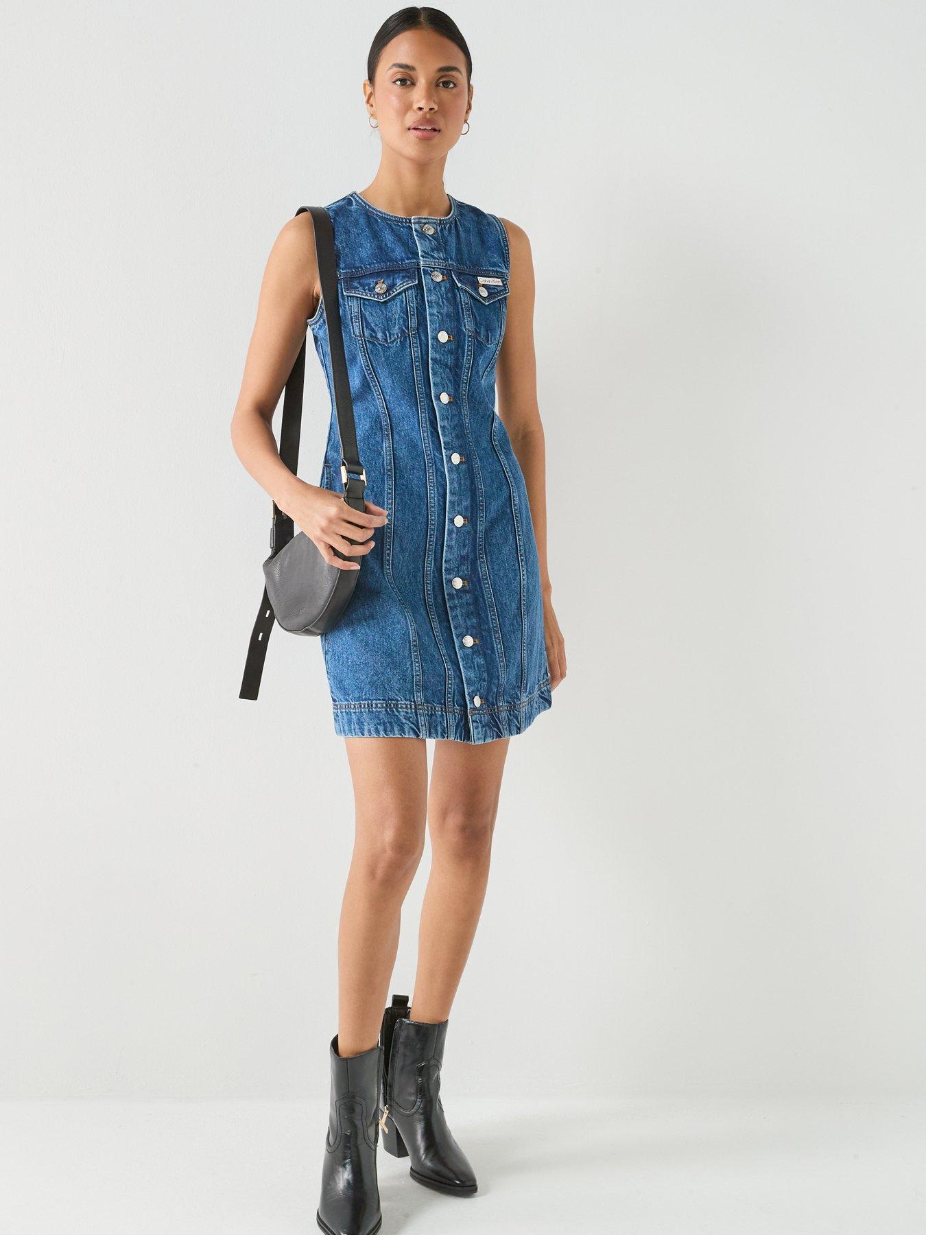Image 3 of 6 of Calvin Klein Jeans Shirt Mini Dress - Blue