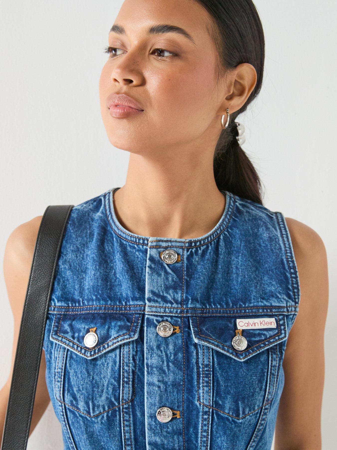 Image 4 of 6 of Calvin Klein Jeans Shirt Mini Dress - Blue