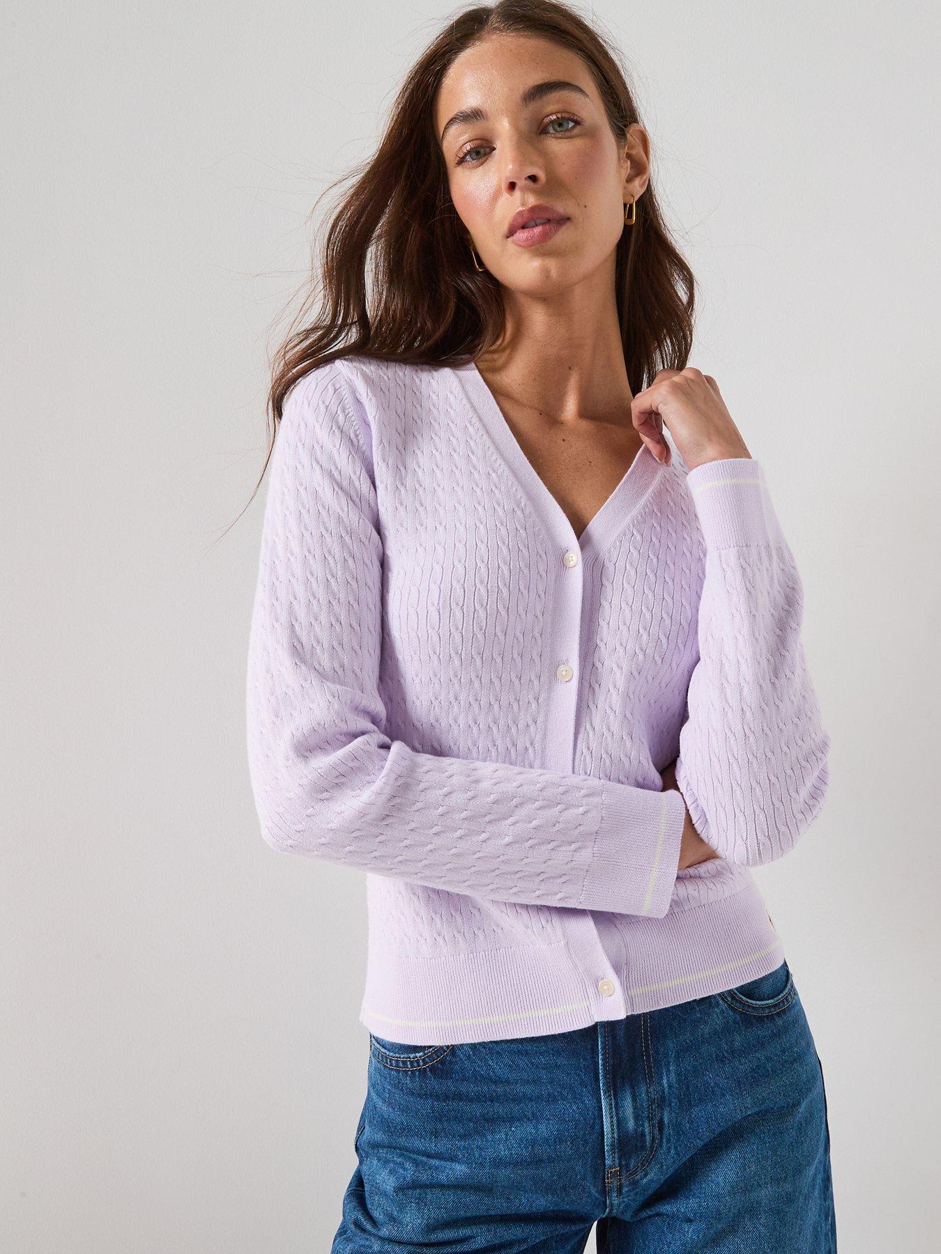 calvin-klein-jeans-long-sleeve-woven-label-cable-cardigan-lilac
