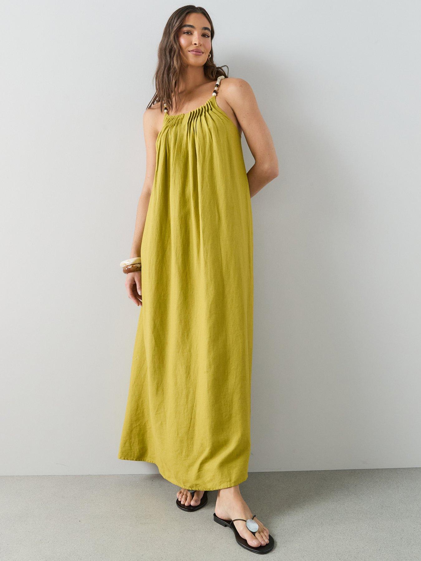 Image 1 of 7 of The Very Collection Bead Strap Detail Maxi Dress - Green