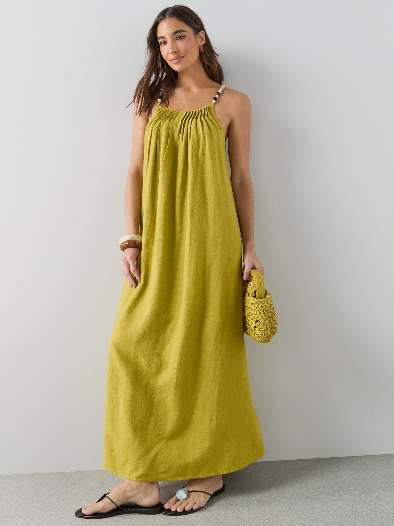 Image 3 of 7 of The Very Collection Bead Strap Detail Maxi Dress - Green