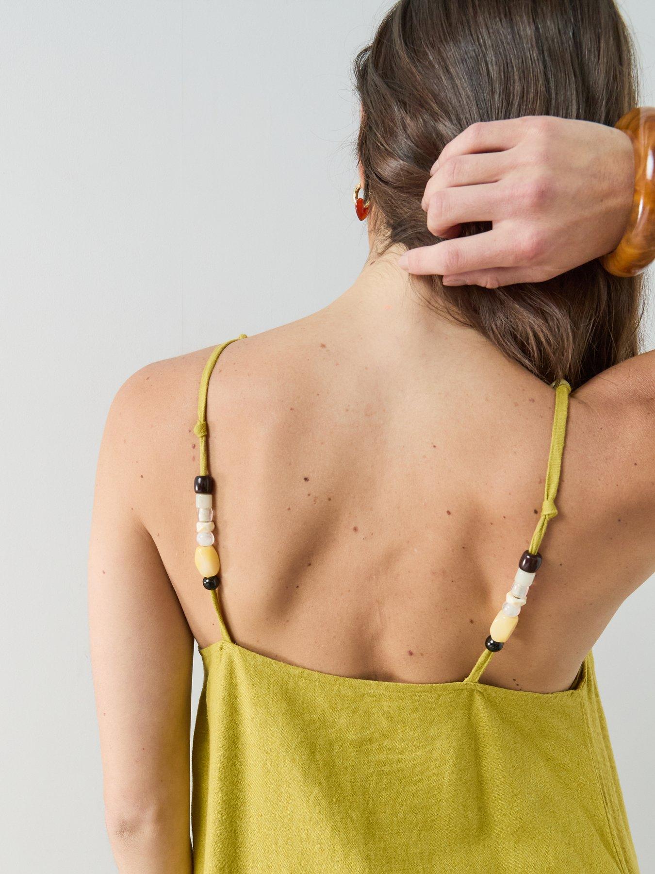 Image 5 of 7 of The Very Collection Bead Strap Detail Maxi Dress - Green