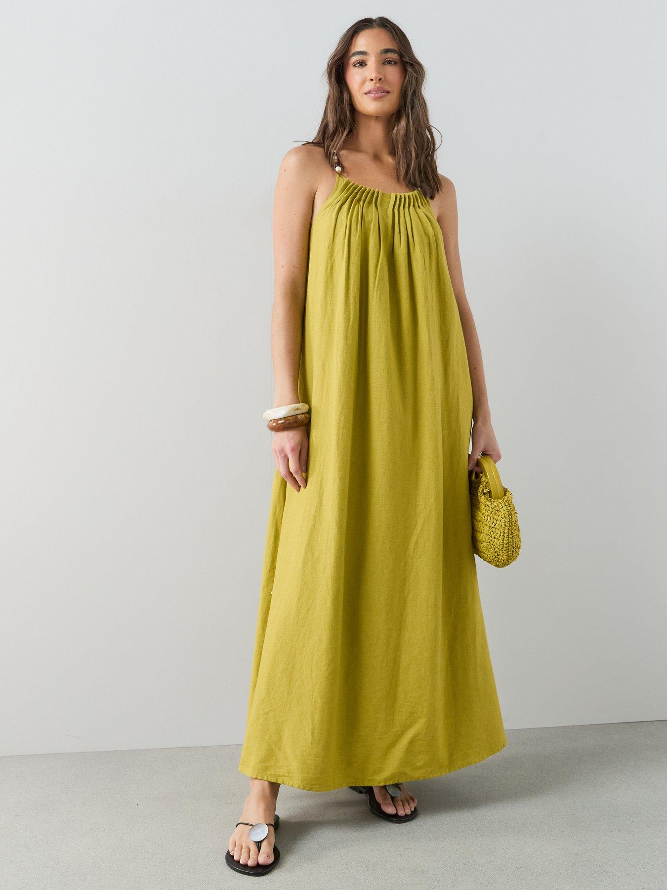 Image 6 of 7 of The Very Collection Bead Strap Detail Maxi Dress - Green