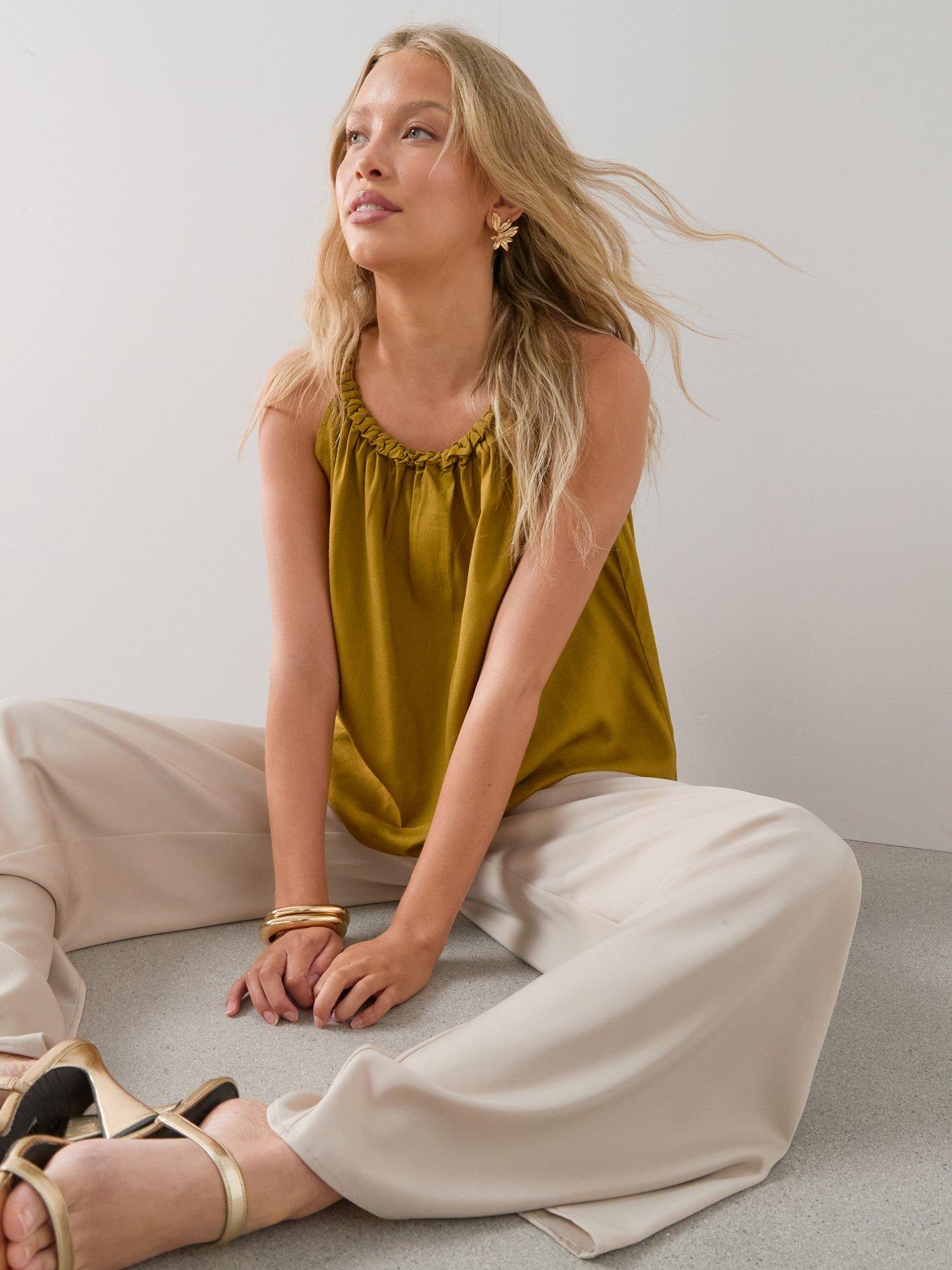 Image 1 of 7 of The Very Collection Twist Neckline Blouse - Green