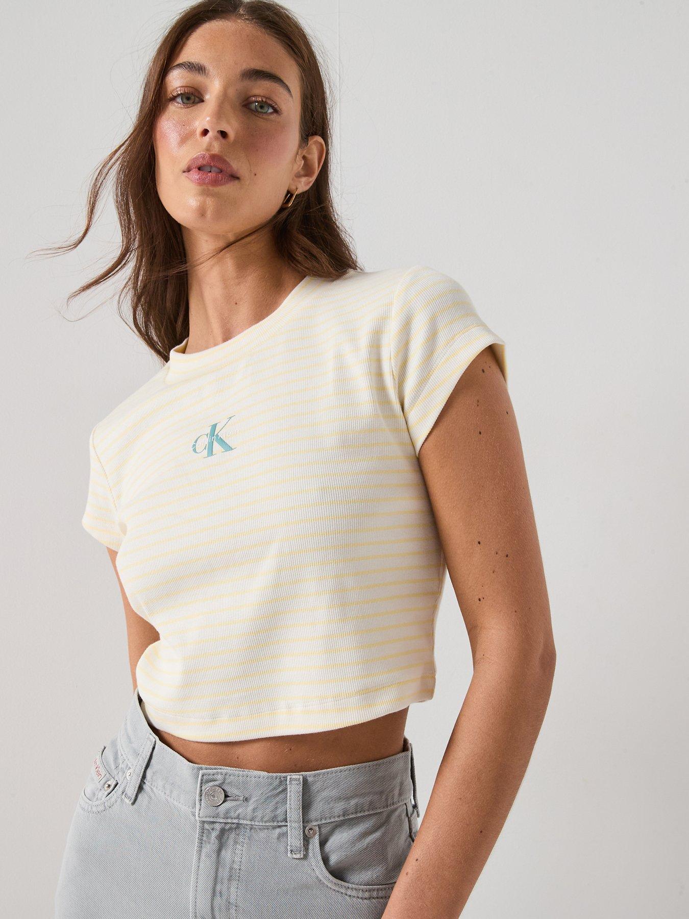 Calvin Klein Jeans Striped Monologo Baby Rib Tee