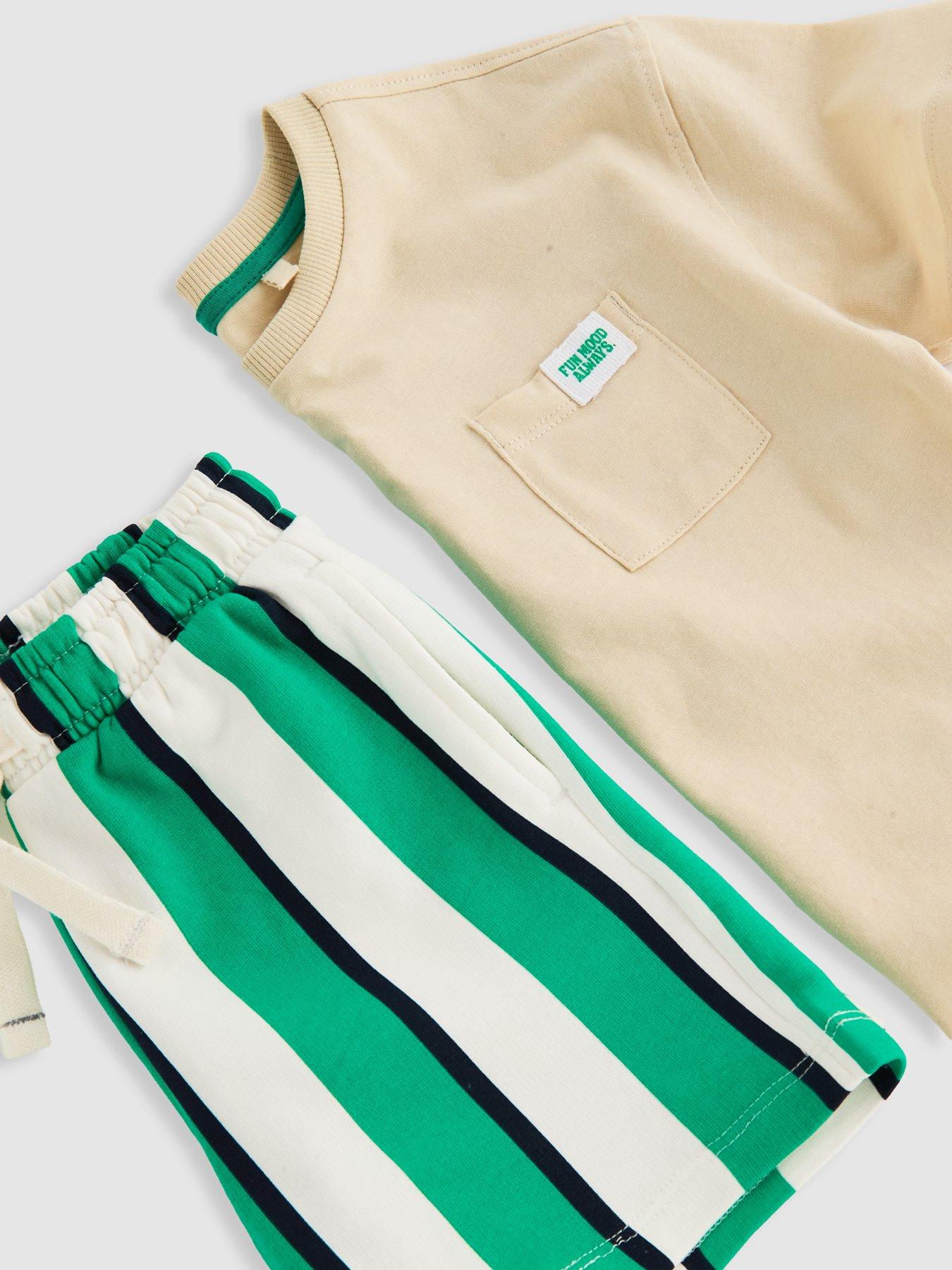 Image 6 of 6 of The Very Collection Boys Pocket Detail T-shirt And Stripe Shorts Set - Multi