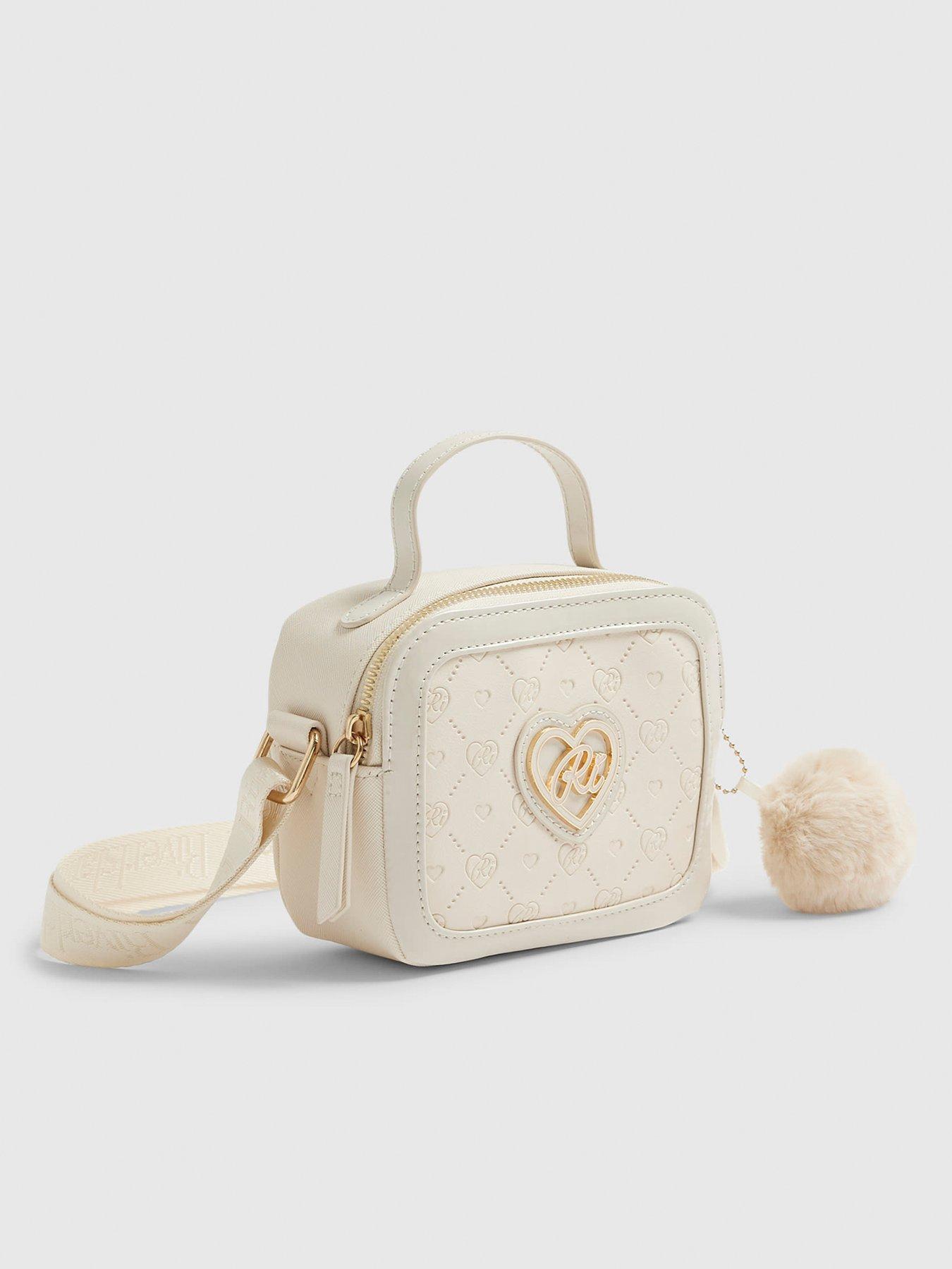 Image 3 of 5 of River Island Older Girls Monogram Box Cross Body Bag - Cream