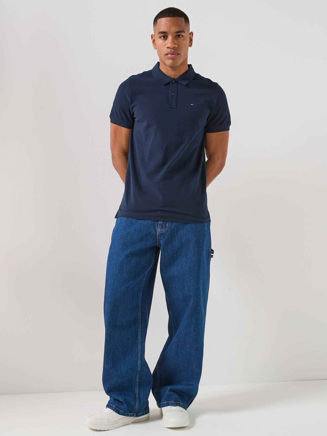 Image 3 of 4 of Tommy Jeans Slim Placket Polo Shirt - Navy