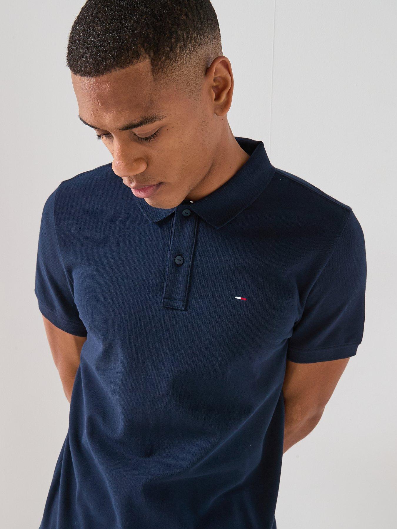 Image 4 of 4 of Tommy Jeans Slim Placket Polo Shirt - Navy
