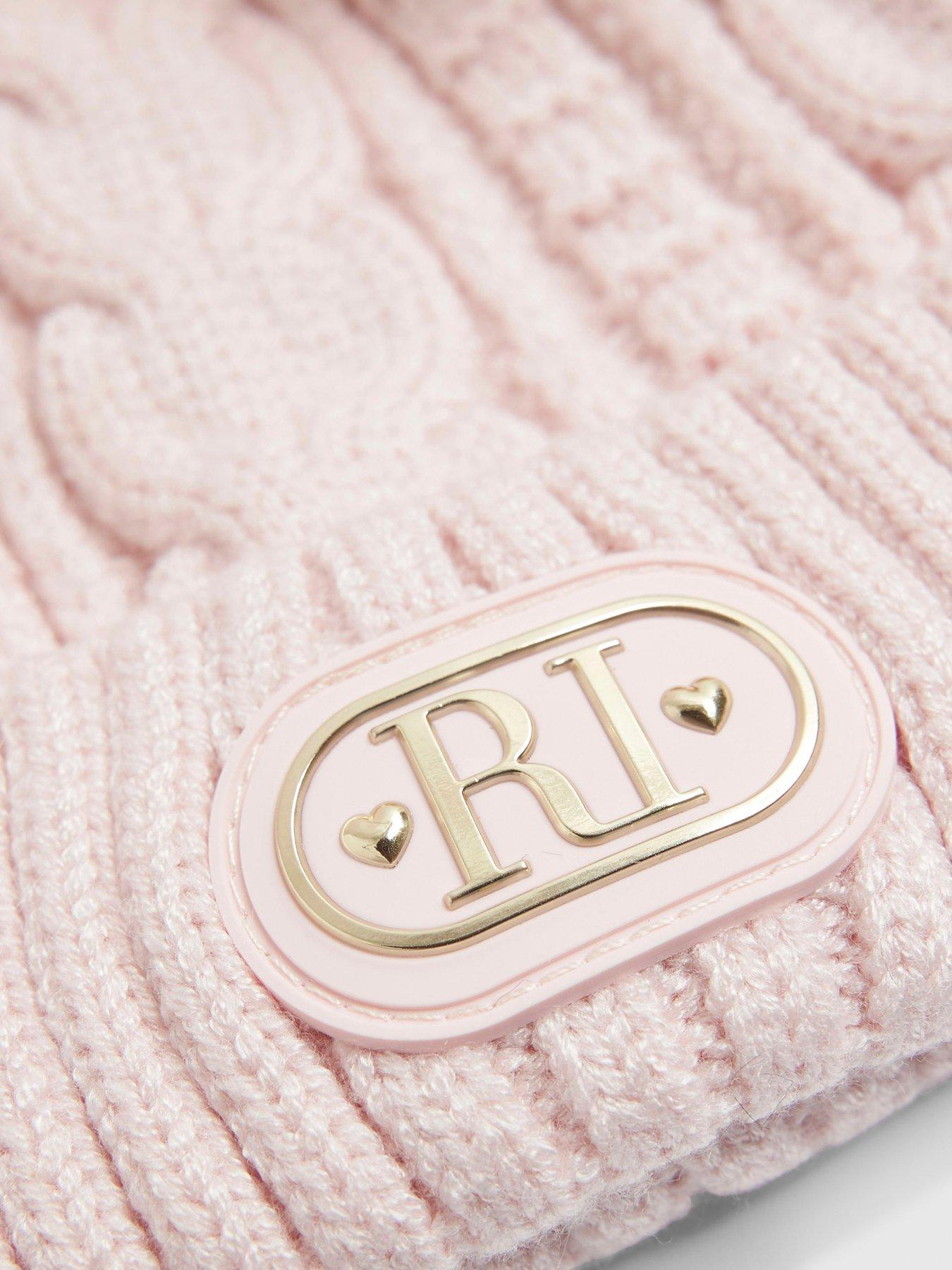 Image 2 of 3 of River Island Baby Girls Double Pom Bow Beanie Hat - Pink