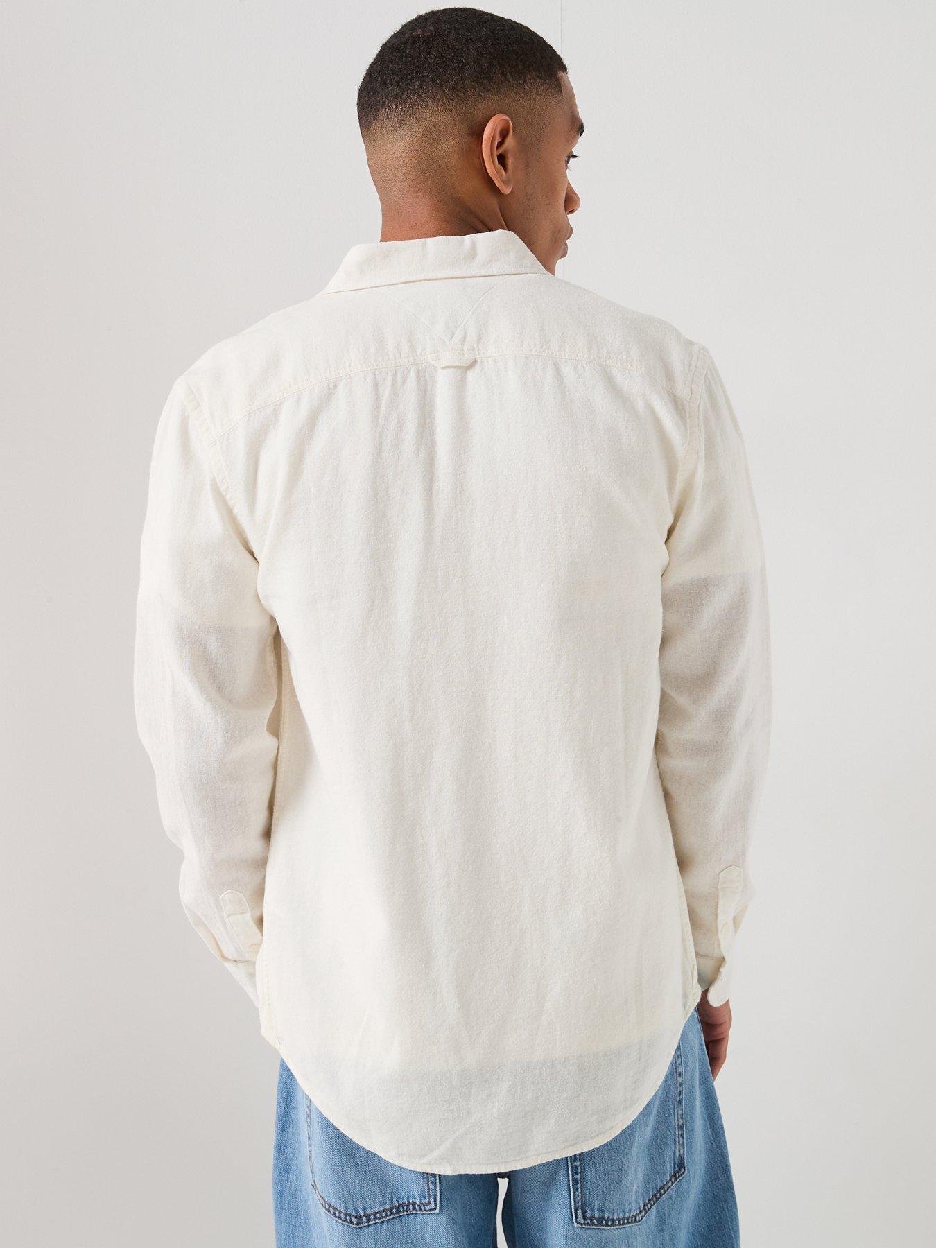 Image 2 of 6 of Tommy Jeans Linen Blend Plain Shirt - Ecru