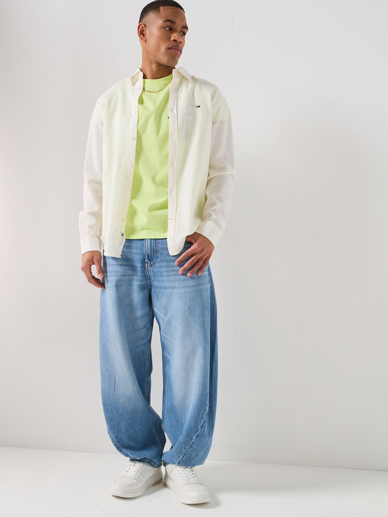 Image 3 of 6 of Tommy Jeans Linen Blend Plain Shirt - Ecru